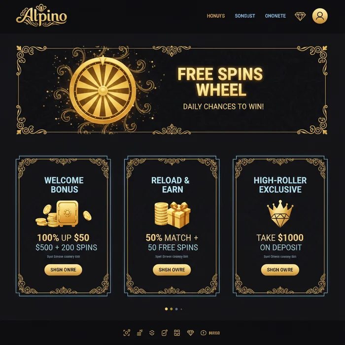 Alpino bonus page — welcome package, wagering requirements and promo code entry